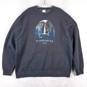 VTG Yosemite National Park Sweatshirt Mens XL Gray Nature Outdoor Waterfall Bear